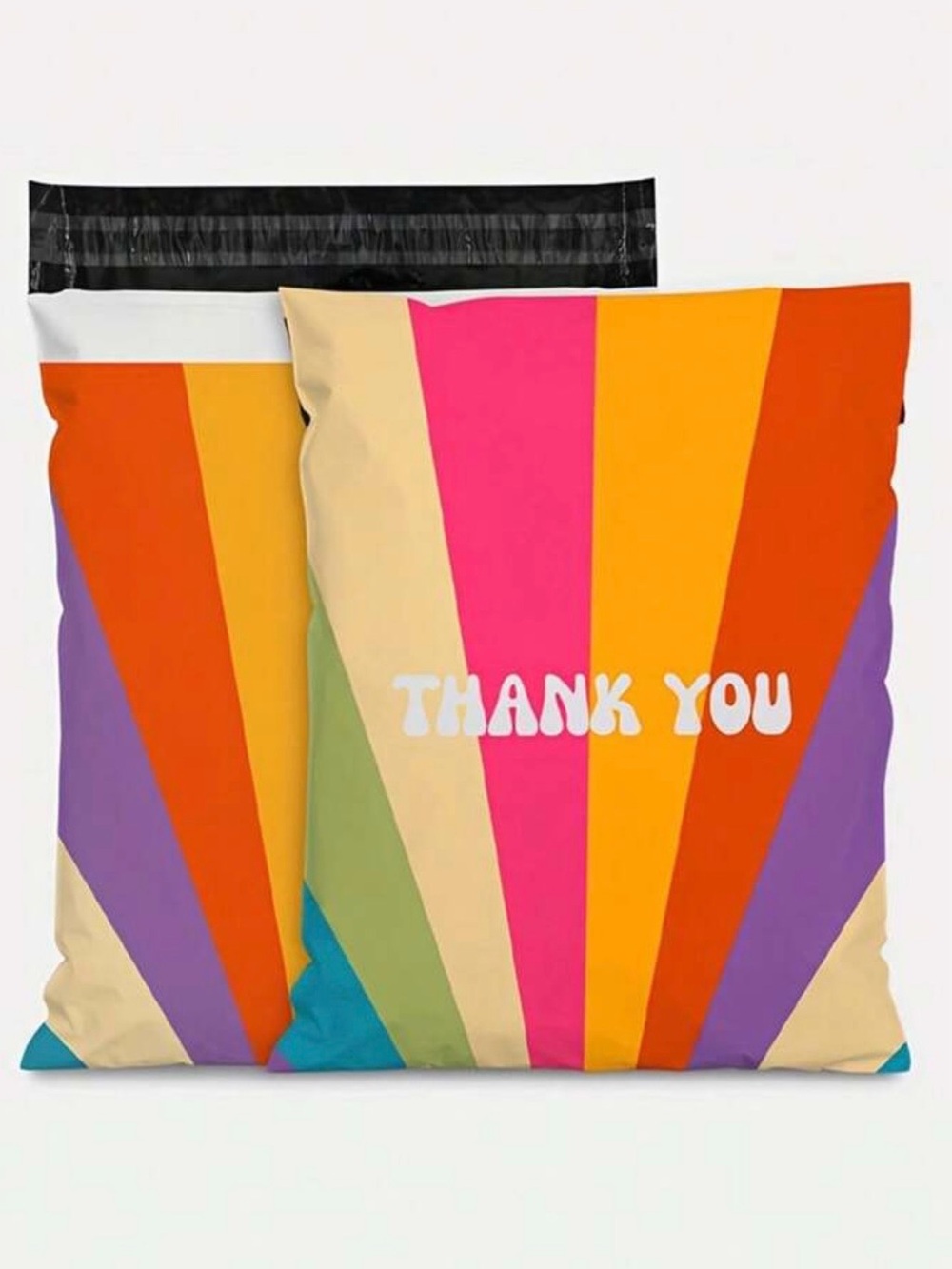 Oududianzi 'THANK YOU' Poly Mailer Bags 10×13 Retro Rainbow Shipping Bags